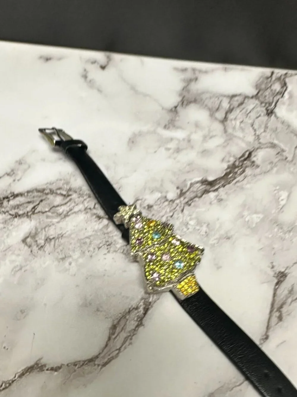 Quacker Factory Watch Women Rhinestone Christmas Tree Hidden Dial Working